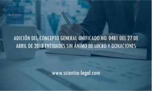 ADICIÓN DEL CONCEPTO GENERAL UNIFICADO NO. 0481 DEL 27 DE ABRIL DE 2018 SOBRE ENTIDADES SIN ÁNIMO DE LUCRO Y DONACIONES