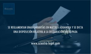 SE REGLAMENTAN UNAS GARANTÍAS EN MATERIA ADUANERA Y SE DICTA UNA DISPOSICIÓN RELATIVA A LA DECLARACIÓN ANTICIPADA